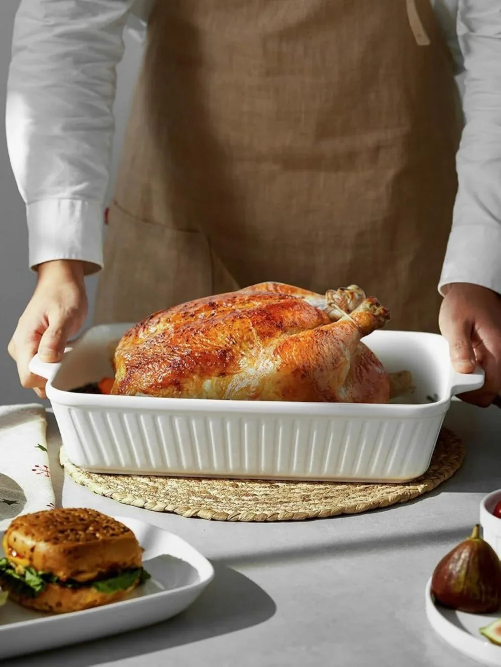 Large 9x13 Ceramic Casserole Dish - Deep Baking Pan with Handles, Oven Safe, 4.2